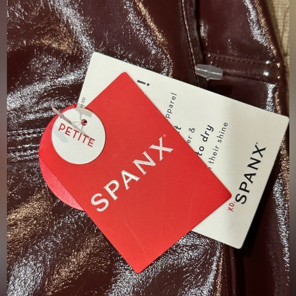 Women’s SPANXshape™ Faux Leather Patent Leggings Ruby Red Petite - Medium - NWT - Picture 10 of 11